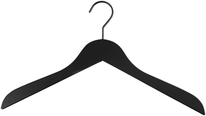 MAWA Wooden Hangers for Jackets, Coats, and Sweaters - Black Lacquered, 45 cm (Set of 5) - Image 1